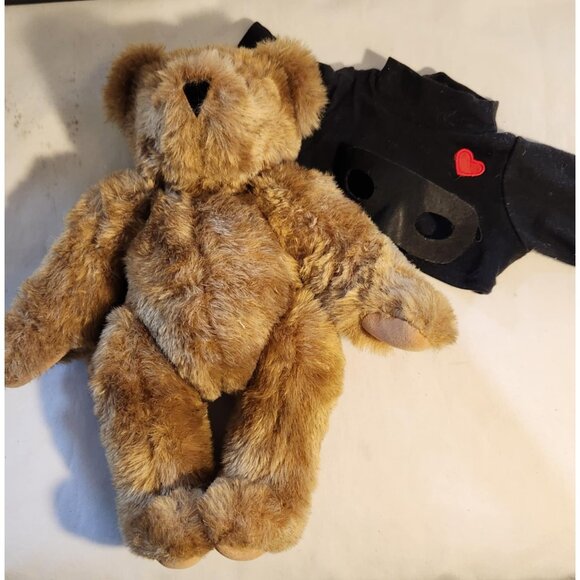 Vermont Teddy Bear Love Bandit Plush 10" Jointed Poseable Wearing Mask & Shirt V - Picture 3 of 8